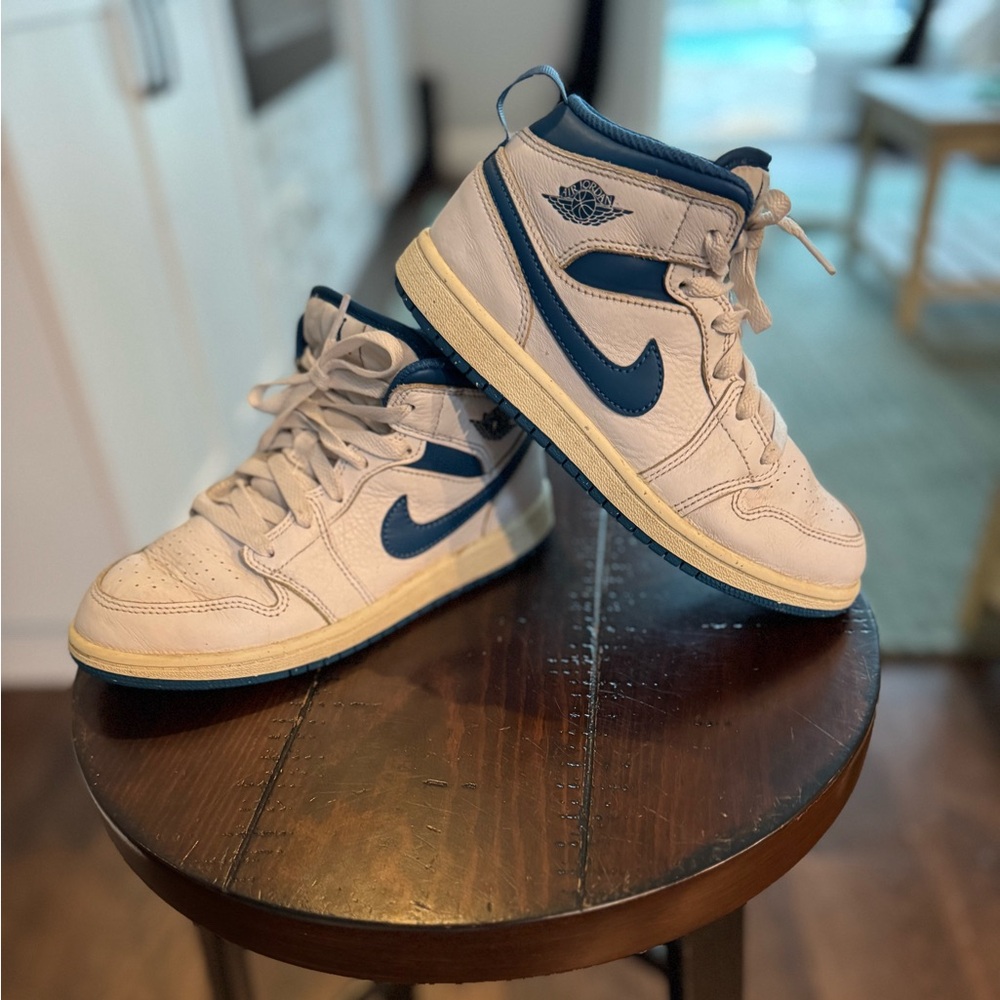 Youth Jordan Blue and White Sneakers